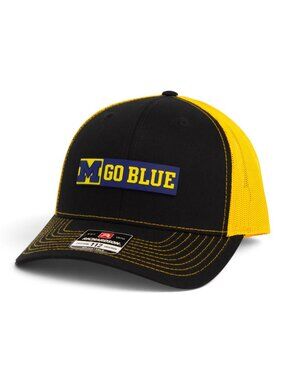 Michigan Wolverines GO BLUE 3D Snapback Trucker Hat- Black/ Gold